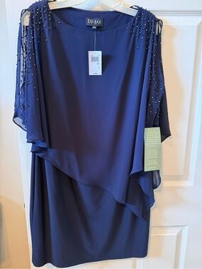 DJ-JAZ Navy Beaded Midi Dress